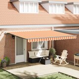 vidaXL Samodejna retractibilna tenda z LED rumena in oranžna 450x350 cm Cene