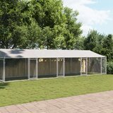 vidaXL Pasji boks s streho in vrati siv 10x2x2 m pocinkano jeklo | Shoptok.si