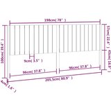  Uzglavlje za krevet bijelo 205,5x4x100 cm od masivne borovine | shoptok.hr