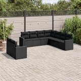  9-dijelni set vrtnih sofa s jastucima crni od poliratana Crna 66 x 62 x 69 cm | Shoptok.si