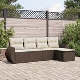  5-dijelni set vrtnih sofa s jastucima poliratan smeđi | shoptok.hr