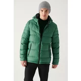 Avva Men's Green Puffer Jacket Water Repellent Windproof Quilted Hooded Comfort Fit