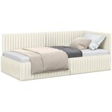  Kutni okvir kreveta s uzglavljem Krema 90 cm x 200 cm Baršun | shoptok.hr