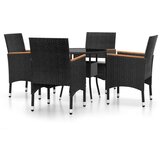  5-dijelni vrtni bistro set od poliratana i kaljenog stakla crni | shoptok.hr