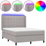  Krevet box spring s madracem LED svjetlosivi 140x200 cm tkanina | shoptok.hr