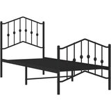Metalni okvir kreveta s uzglavljem i podnožjem crni 75 x 190 cm | shoptok.hr