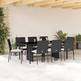  9-dijelni vrtni blagovaonski set s jastucima crni od poliratana | shoptok.hr