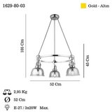 Opviq Luster Mago-80-03, O16, 12cm, IP20 Zlatne boje | Eponuda.ba