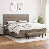 vidaXL Box spring postelja z vzmetnico taupe 200x200 cm blago | Shoptok.si