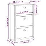 vidaXL Stalak za cipele "BODO" bijeli 80x35x118 cm | shoptok.hr