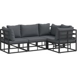  Sjedeća garnitura za vrt s jastukom 4 pcs Crna Aluminij | shoptok.hr