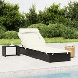 vidaXL vrtni ležalnik z zložljivo streho črn 213x63x97 cm poli ratan | Shoptok.si