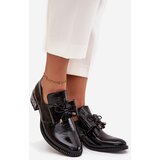 Zazoo Patent Leather Women's Low Heel Shoes with Bow 1399 Black | shoptok.hr