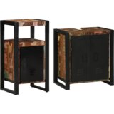 vidaXL Komplet pohištva za kopalnico 2 pcs Rjava trden predelan les | Shoptok.si