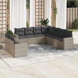Maison Chic Seti vrtnega pohištva - Vrtna garnitura - Vrtni pohištvo set 9-delna z blazinami sv. siv poli ratan, (21795740) | Shoptok.si