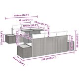  vrtna sedežna garnitura Set 6 Črna, Rjava Ratan, Les, Poliester, (22091441) | Shoptok.si