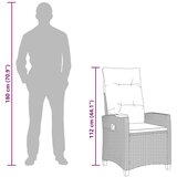  Fotelja za ležanje s pločom za čaj 62 x 64 x 112 cm poliratan - bež i krem ​​bijela | shoptok.hr