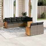 Maison Chic Seti vrtnega pohištva - Vrtna garnitura - Vrtni pohištvo set 7-delna z blazinami siv poli ratan, (21801543) | Shoptok.si