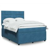 vidaXL Box spring postelja z vzmetnico modra 160x200 cm žamet | Shoptok.si