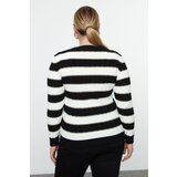 Trendyol Curve Black-Ecru Striped Crew Neck Knitwear Sweater | Shoptok.si