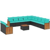 vidaXL 12-dijelni vrtni set s jastucima crni poliratan - Crna Sa stolom 1 | shoptok.hr