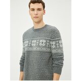 Koton Crew Neck Sweater Ethnic Pattern Wool Blend Cene