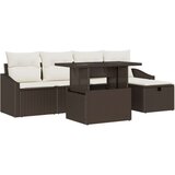 vidaXL set vrtnih kauča od 6 komada s jastučićima smeđa poli rattan | shoptok.hr