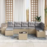 vidaXL 8-delni vrtni kavč set z blazinami črn poly ratan, (22091444) | Shoptok.si