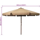 Vrtni suncobran s drvenom šipkom 330 cm sivo-smeđi | shoptok.hr