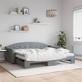 vidaXL Izvlečna dnevna postelja z vzmetnicami sv. siva 90x200 cm blago Cene
