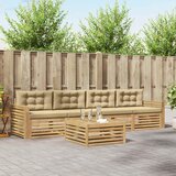  Set vanjskih sofa 5 kom. Bijela i bež Čvrsto drvo akacije | shoptok.hr