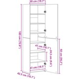 vidaXL visoka komoda crni hrast 50x42.5x185 cm od MDF-a | shoptok.hr
