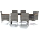  7-dijelni vrtni blagovaonski set s jastucima sivo-crni | shoptok.hr