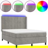 The Living Store Box spring postelja z vzmetnico LED sv. siva 140x190 cm žamet - Box Spring Postelja, (21489377) | Shoptok.si