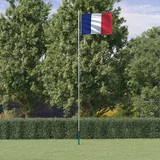 vidaXL Zastava Francije in drog 6,23 m aluminij