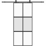  Klizna vrata s priborom crna 90 x 205 cm kaljeno staklo | shoptok.hr