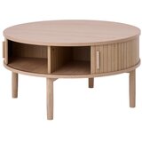 Unique Furniture Okrogla klubska mizica v hrastovem dekorju v svetli naravni barvi ø 85 cm Meta – | Shoptok.si