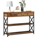  Konsolna miza Staro les 100x28x75 cm Izpopolnjeno les in jeklo, (22008760) | Shoptok.si