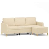 vidaXL Kavč trosed s stolčkom za noge krem 180 cm blago | Shoptok.si