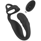 Rebel vibrator za prostatu s prstenom za penis i testise (crni) | shoptok.hr