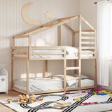 Krevet na kat s krovom 90 x 190 cm od masivne borovine Cijene
