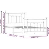 vidaXL Kovinski posteljni okvir z vzglavjem in vznožjem črn 90x200 cm | Shoptok.si