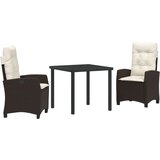 vidaXL 3-delni vrtni jedilni set z blazinami Rjava Poly Ratan | Shoptok.si