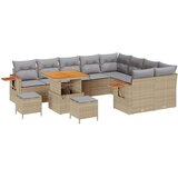  Vrtna garnitura - 12-dijelni set vrtnih sofa s jastučićima bež poliratan akacija 3-dijelni set vrtne blagovaonice s jastučićima | shoptok.hr