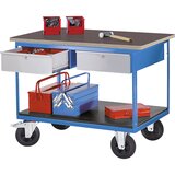 eurokraft pro montažni voziček, 2 predala, korpus svetlo moder, sprednja stran v beli aluminijasti barvi | Shoptok.si