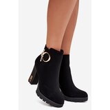 Boto Women's insulated ankle boots on heel with gold decoration Black Ysolde | shoptok.hr