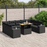 vidaXL 10-dijelni set vrtnih sofa s jastucima crni od poliratana | shoptok.hr