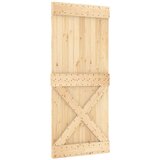  Klizna vrata Prirodna i crna 90 x 210 cm Čvrsta borovina | shoptok.hr