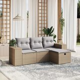 Maison Chic Seti vrtnega pohištva - Vrtna garnitura - Vrtni pohištvo set 4-delna z blazinami bež poli ratan, (21811114) | Shoptok.si
