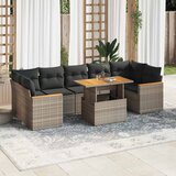 vidaXL 7-dijelni set vrtnih sofa poliratan i bagrem s jastucima sivi Cijene